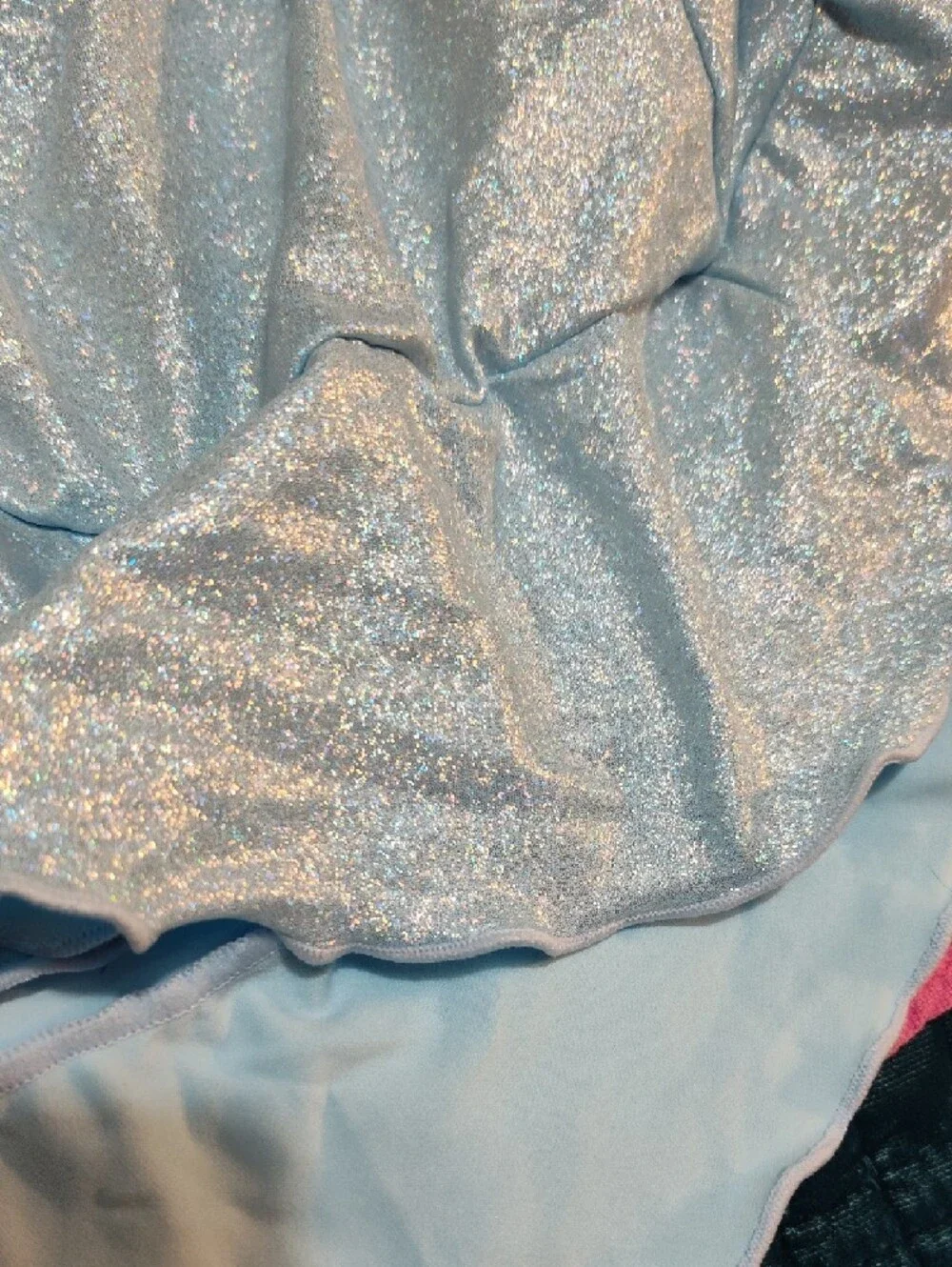 Frankie's Bikinis Light Blue Shimmer Top And Skirt